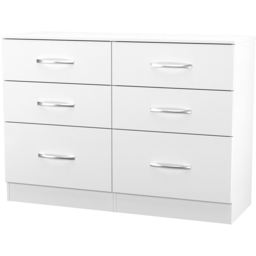 Crowndale Avon 6 Drawer Matt White Wide Chest of Drawers Ready Assembled - White Matt - Wilko - thumbnail 5