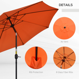 Outsunny Orange Crank and Tilt Parasol 2.6m - Size: 3m - Wilko - thumbnail 7