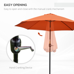 Outsunny Orange Crank and Tilt Parasol 2.6m - Size: 3m - Wilko - thumbnail 5