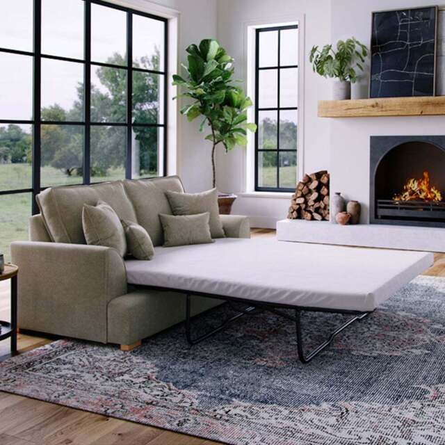 Alba City 2 Seater Fossil Fabric Sofa Bed - Brown - Wilko - image 1
