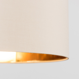 ValueLights Reni Beige and Metallic Gold Large Ceiling Drum Lamp Shade - Size: 35 x 20 x 35cm - Cream - Wilko - thumbnail 4