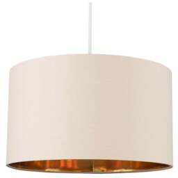 ValueLights Reni Beige and Metallic Gold Large Ceiling Drum Lamp Shade - Size: 35 x 20 x 35cm - Cream - Wilko