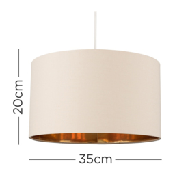 ValueLights Reni Beige and Metallic Gold Large Ceiling Drum Lamp Shade - Size: 35 x 20 x 35cm - Cream - Wilko - thumbnail 5