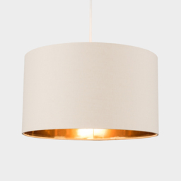 ValueLights Reni Beige and Metallic Gold Large Ceiling Drum Lamp Shade - Size: 35 x 20 x 35cm - Cream - Wilko - thumbnail 3