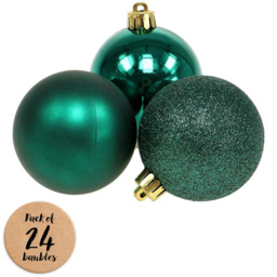 Shatchi 5cm Emerald Green Shatterproof Christmas Bauble 24 Pack - Wilko