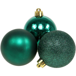 Shatchi 5cm Emerald Green Shatterproof Christmas Bauble 24 Pack - Wilko - thumbnail 3