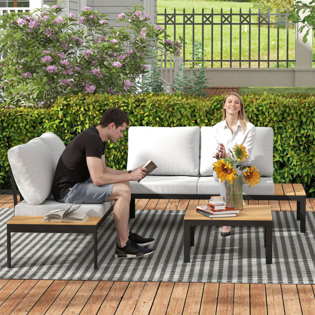 Outsunny 4 Seater Grey Garden Corner Sofa Set - Wilko - image 1