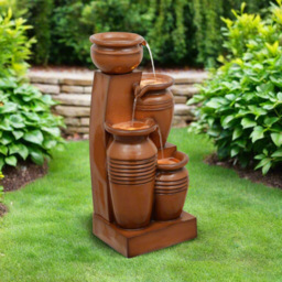 Teamson Home 4-TierLED Solar Powered Terracotta Cascading Urn Outdoor Waterfall Fountain - Size: 73 x 28.5 x 31.5cm - Brown - Wilko - thumbnail 3