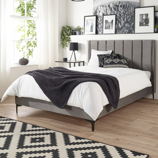Aspire Furniture Phoebe King Size Grey Brushed Velvet Bed Frame - Aspire Beds - Wilko - image 1
