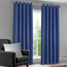 Velosso Waffle Navy Blackout Curtains 168 x 183cm - Size: W 168 x D 183cm - Blue - Wilko