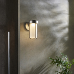 Merano Bevento Brushed Silver LED Frosted Glass Outdoor Wall Lamp - Size: 18 x 11 x 20.8cm - Wilko - thumbnail 7