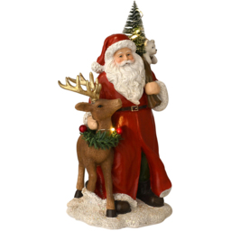 The Seasonal Gift Co Regal Tidings LED Santa and Reindeer Figurine Christmas Decoration 22cm - Size: 22 x 19 x 10cm - Red - The Seasonal Gift Co. - Wi - thumbnail 3