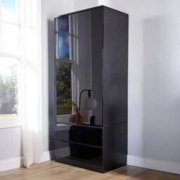 Home Source 2 Door 2 Drawer Black Modern Wardrobe - Size: 2 Door, 2 Drawer - Wilko - thumbnail 1