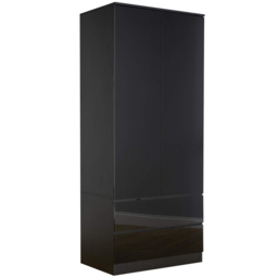 Home Source 2 Door 2 Drawer Black Modern Wardrobe - Size: 2 Door, 2 Drawer - Wilko - thumbnail 3