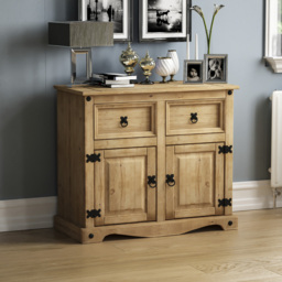 Vida Designs Corona 2 Door 2 Drawer Pine Sideboard - Size: 40 x 86 x 76cm - Brown - Wilko - thumbnail 4