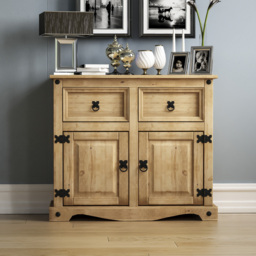 Vida Designs Corona 2 Door 2 Drawer Pine Sideboard - Size: 40 x 86 x 76cm - Brown - Wilko - thumbnail 7