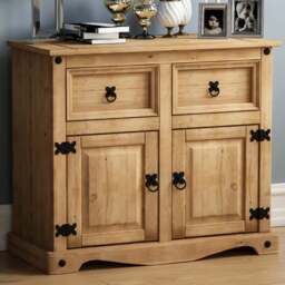 VIDA DESIGNS Corona 2 Door 2 Drawer Pine Sideboard - Size: 40 x 86 x 76cm - Brown - Wilko