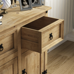 Vida Designs Corona 2 Door 2 Drawer Pine Sideboard - Size: 40 x 86 x 76cm - Brown - Wilko - thumbnail 6