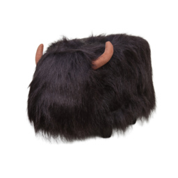 Gardeco Karlos The Highland Cow Black Synthetic Fur Footstool - Size: 36 x 61 x 32cm - Wilko - thumbnail 3
