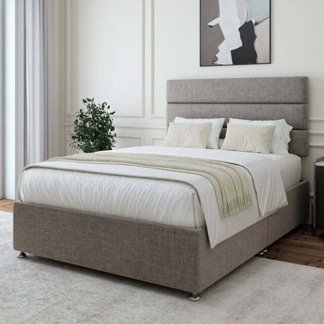 Bedmaster Double Slate Linen Divan Base - Grey - Wilko - image 1