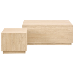 Florence Dice Travertine Rough Paper Effect Coffee Table Set of 2 - Size: 42 x 100 x 42cm - Cream - Furniture To Go - Wilko - thumbnail 4