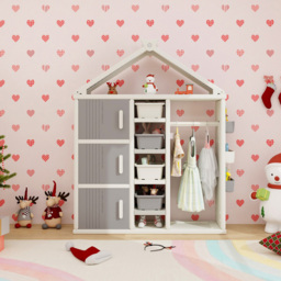 Costway Grey Kids Closet with Storage Bin - Size: 131 x 45 x 44cm - Wilko - thumbnail 5
