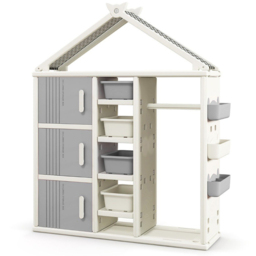 Costway Grey Kids Closet with Storage Bin - Size: 131 x 45 x 44cm - Wilko - thumbnail 3