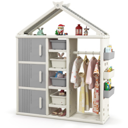 Costway Grey Kids Closet with Storage Bin - Size: 131 x 45 x 44cm - Wilko - thumbnail 4