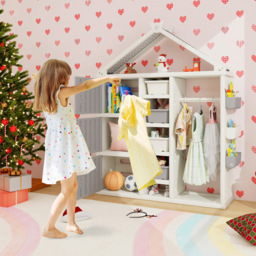 Costway Grey Kids Closet with Storage Bin - Size: 131 x 45 x 44cm - Wilko - thumbnail 6