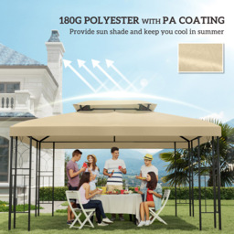 Outsunny 3 x 4m Cream White 2 Tier Gazebo Replacement Canopy - Wilko - thumbnail 7