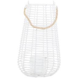 Premier Housewares Lentigo White Rattan Lantern Large - Size: 25 x 25 x 41cm - Wilko - thumbnail 3