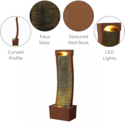 Teamson Home Red Rock Curved Textured Waterfall Outdoor Fountain 38.5 inch - Size: 97.99 x 22 x 34.01cm - Grey - Wilko - thumbnail 4