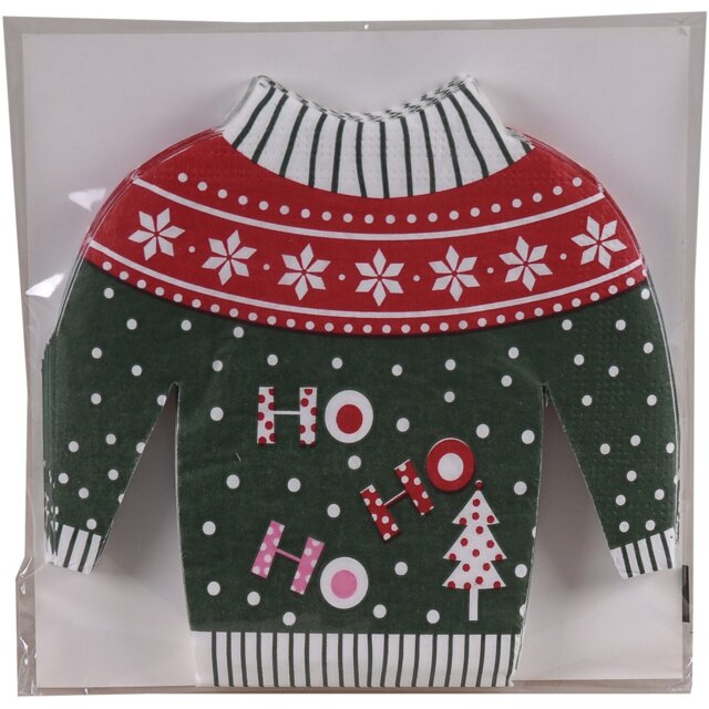 Set of 12 Christmas Jumper Napkins Multicolour - Wilko - image 1