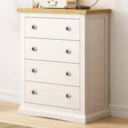 Cabinet Bits Castelli 4 Drawer Off White Chrome Knob Chest of Drawers - Wilko