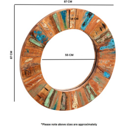 Brooklyn Camea Round Wood Mirror Frame 55cm - Brown - Wilko - thumbnail 5