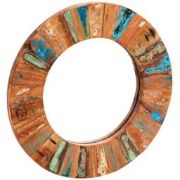 Brooklyn Camea Round Wood Mirror Frame 55cm - Brown - Wilko