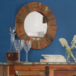 Brooklyn Camea Round Wood Mirror Frame 55cm - Brown - Wilko - thumbnail 3