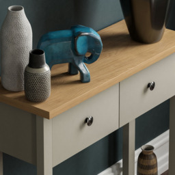 Vida Designs Arlington 2 Drawer Grey and Oak Console Table - Size: 30 x 80 x 74cm - Wilko - thumbnail 4