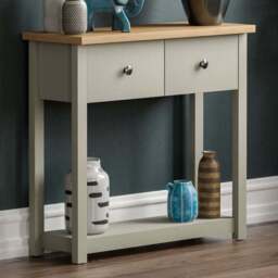 VIDA DESIGNS Arlington 2 Drawer Grey and Oak Console Table - Size: 30 x 80 x 74cm - Wilko