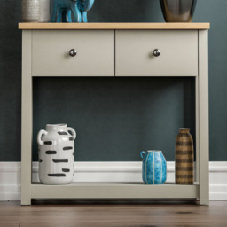Vida Designs Arlington 2 Drawer Grey and Oak Console Table - Size: 30 x 80 x 74cm - Wilko - thumbnail 7