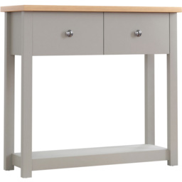 Vida Designs Arlington 2 Drawer Grey and Oak Console Table - Size: 30 x 80 x 74cm - Wilko - thumbnail 3