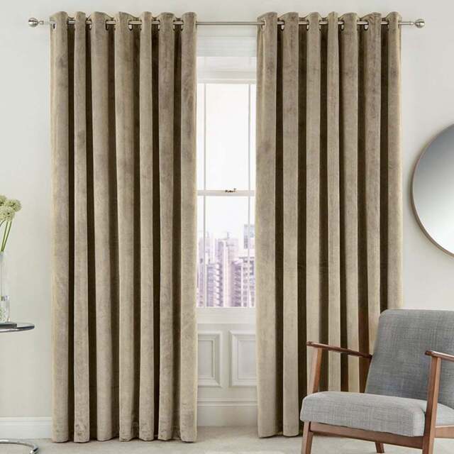 Helena Springfield Escala Lined Sand Curtains 168 x 183cm - Size: W 168 x D 183cm - Wilko - image 1