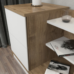 Decorotika Rena 2 Door 3 Shelf White and Walnut Bedside Table - Size: 2 Drawer - Multi - Wilko - thumbnail 7