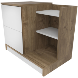 Decorotika Rena 2 Door 3 Shelf White and Walnut Bedside Table - Size: 2 Drawer - Multi - Wilko - thumbnail 4