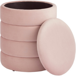 GFW Klara Blush Pink Soft Velvet Storage Stool - Size: 43 x 36 x 36cm - Wilko - thumbnail 4