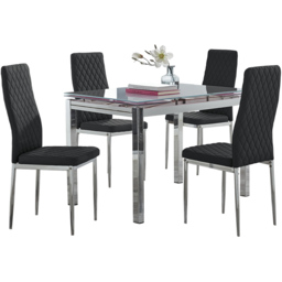 Furniturebox Fonti Valera 4 Seater Dining Set Black and Chrome - Wilko - thumbnail 3