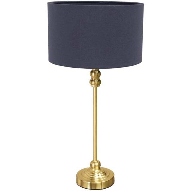 ValueLights Maggie Navy Blue and Gold Drum Shade Candlestick LED Table Lamp - Size: 50 x 25 x 25cm - Wilko - image 1