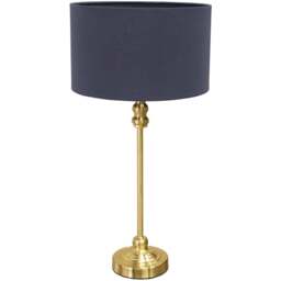 ValueLights Maggie Navy Blue and Gold Drum Shade Candlestick LED Table Lamp - Size: 50 x 25 x 25cm - Wilko - thumbnail 1