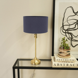 ValueLights Maggie Navy Blue and Gold Drum Shade Candlestick LED Table Lamp - Size: 50 x 25 x 25cm - Wilko - thumbnail 4