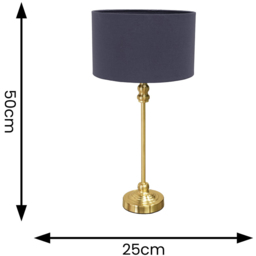 ValueLights Maggie Navy Blue and Gold Drum Shade Candlestick LED Table Lamp - Size: 50 x 25 x 25cm - Wilko - thumbnail 5